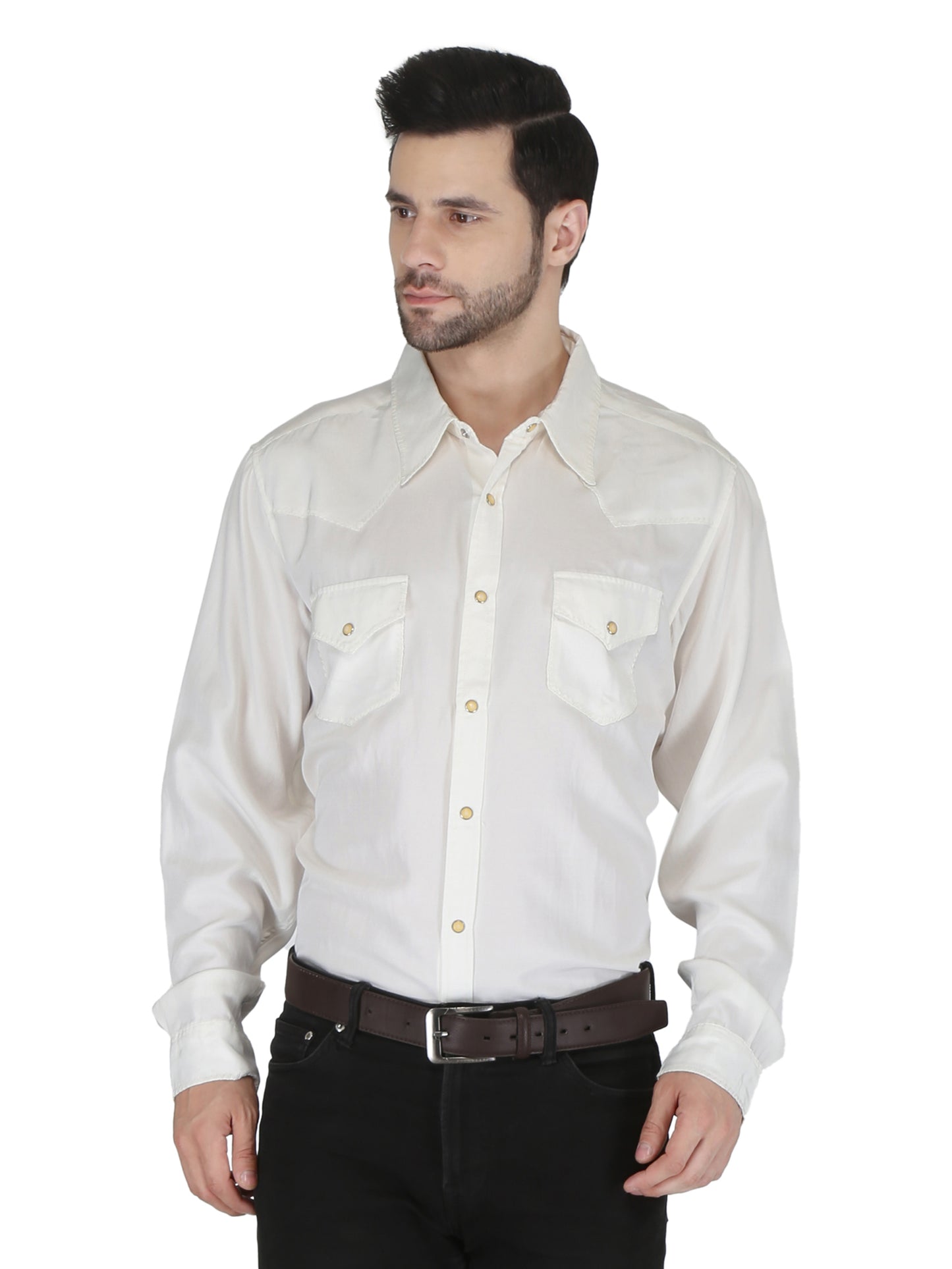 White With White Western 2 Pocket Whip Stitched Shirt