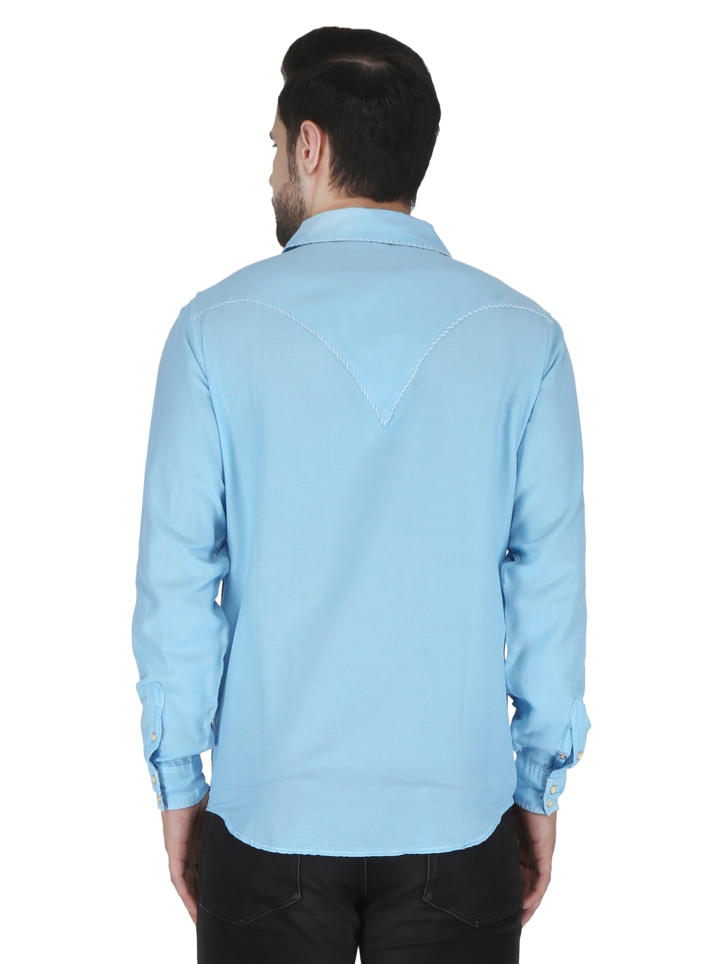 Aqua Western 2 Pocket Whip Stitch Shirt