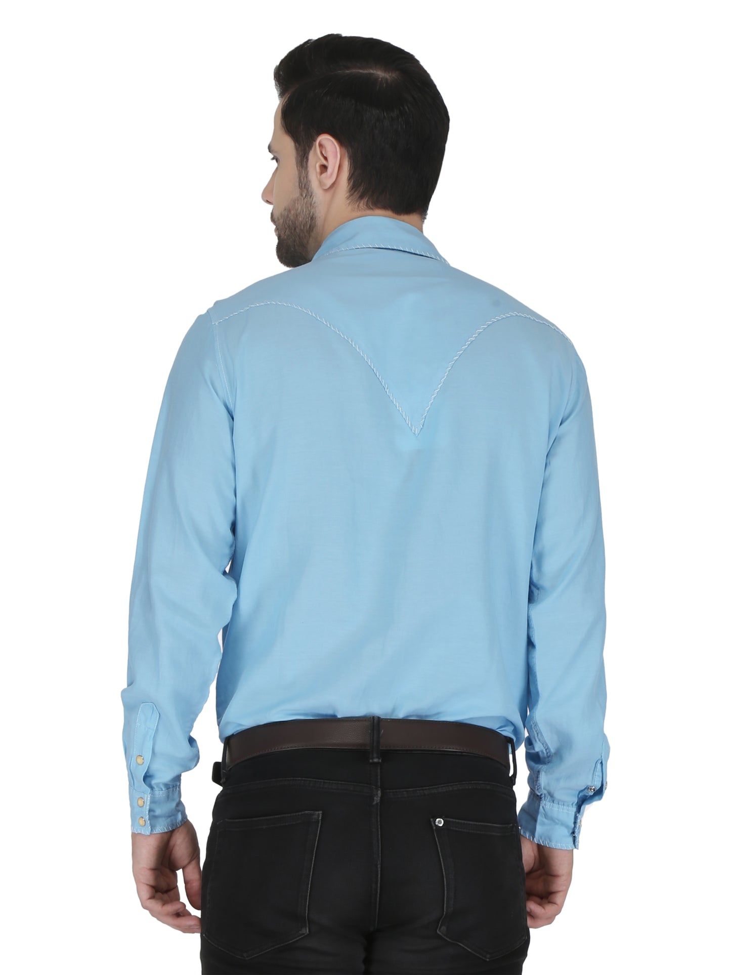 Aqua Western 2 Pocket Whip Stitch Shirt