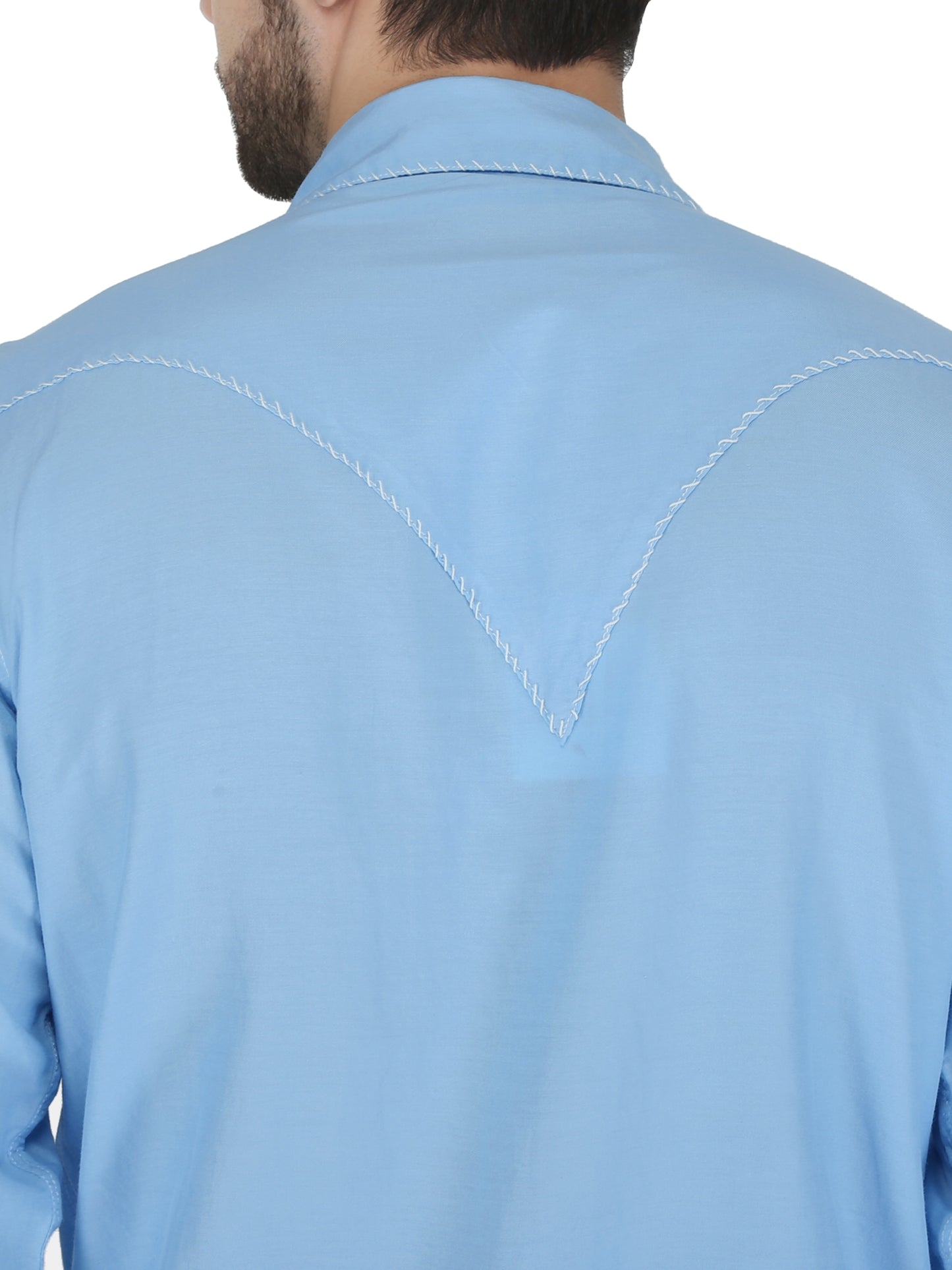 Aqua Western 2 Pocket Whip Stitch Shirt