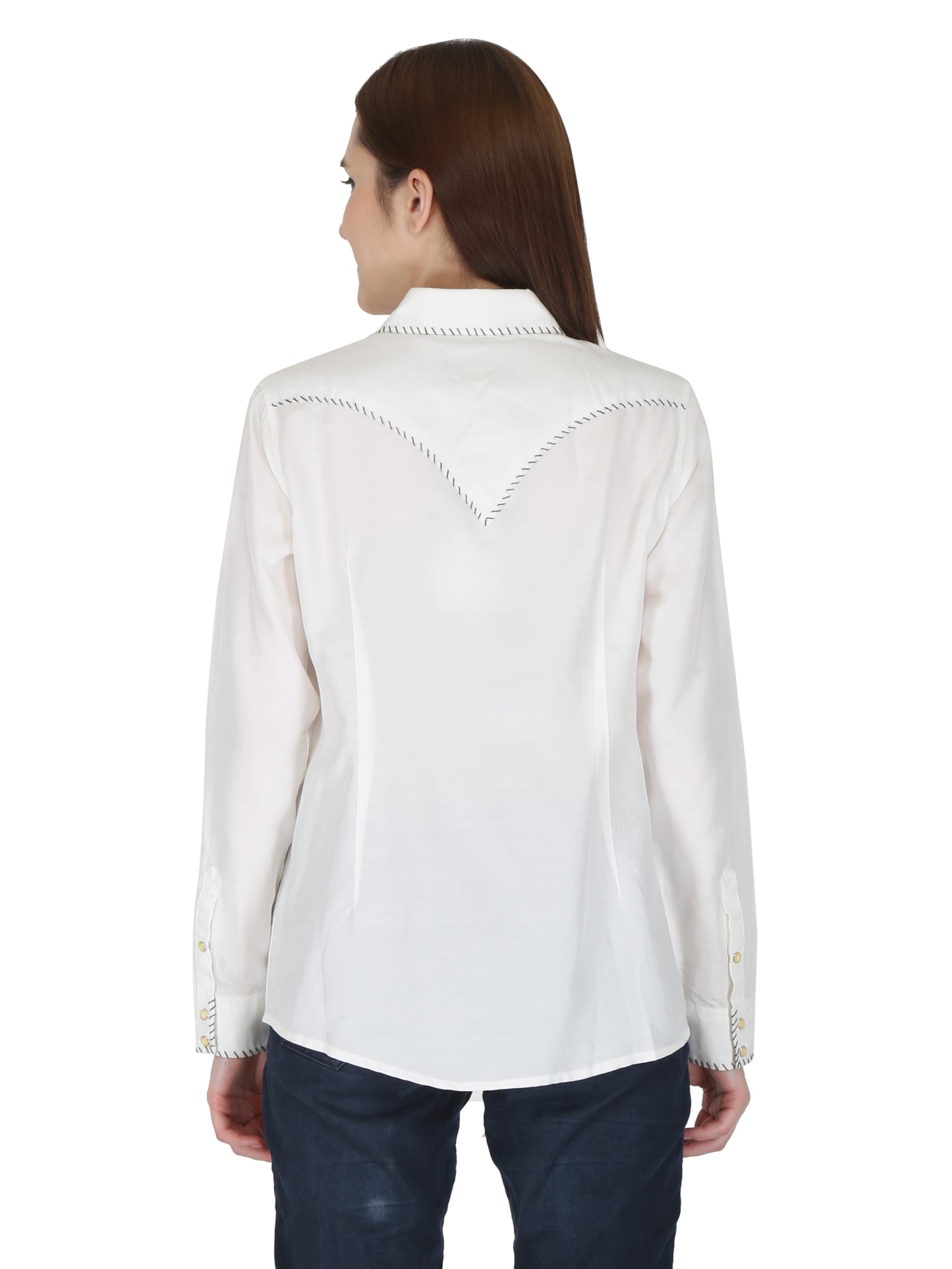 White With Black Whip Stitching Shirt