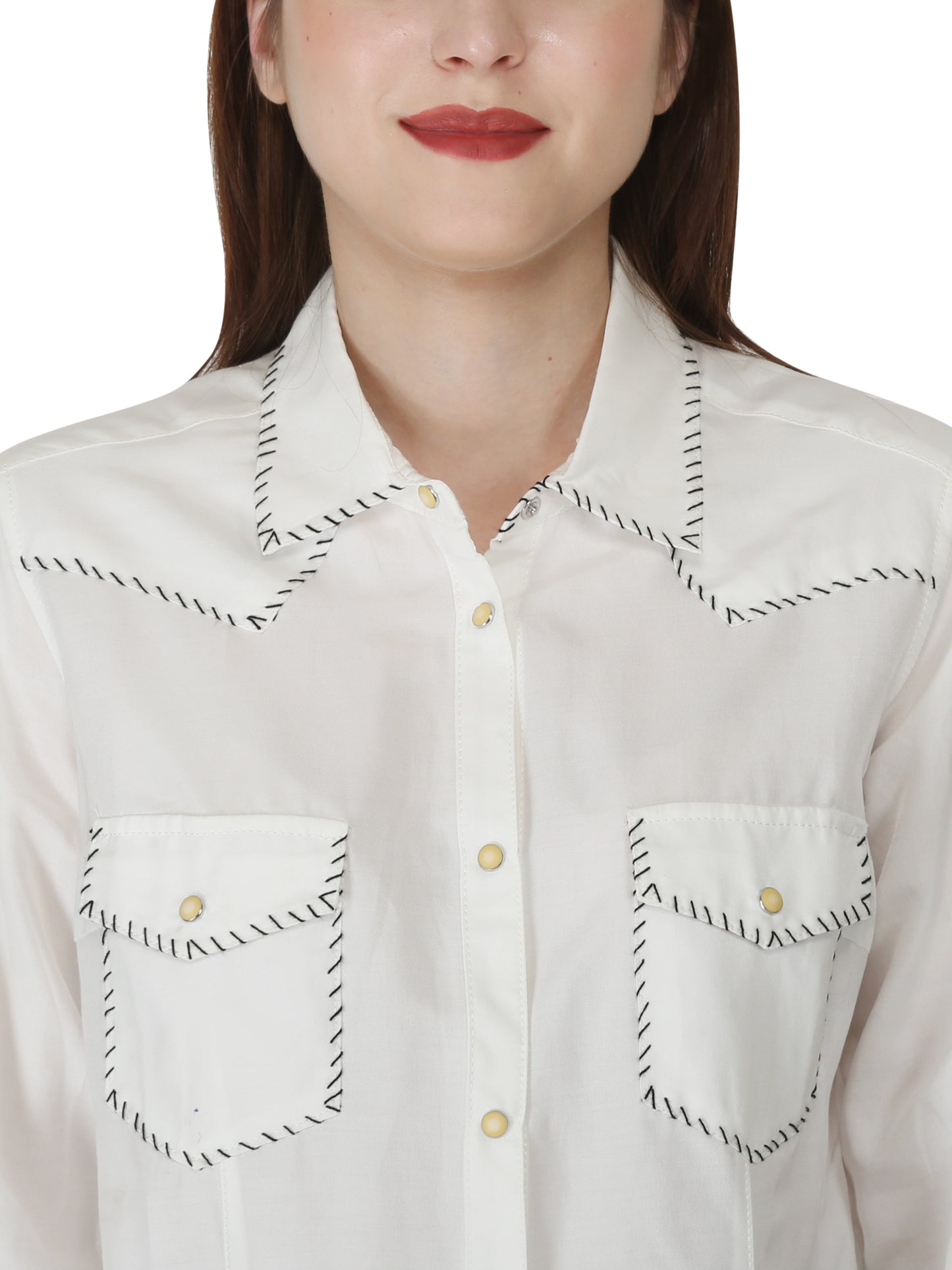 White With Black Whip Stitching Shirt