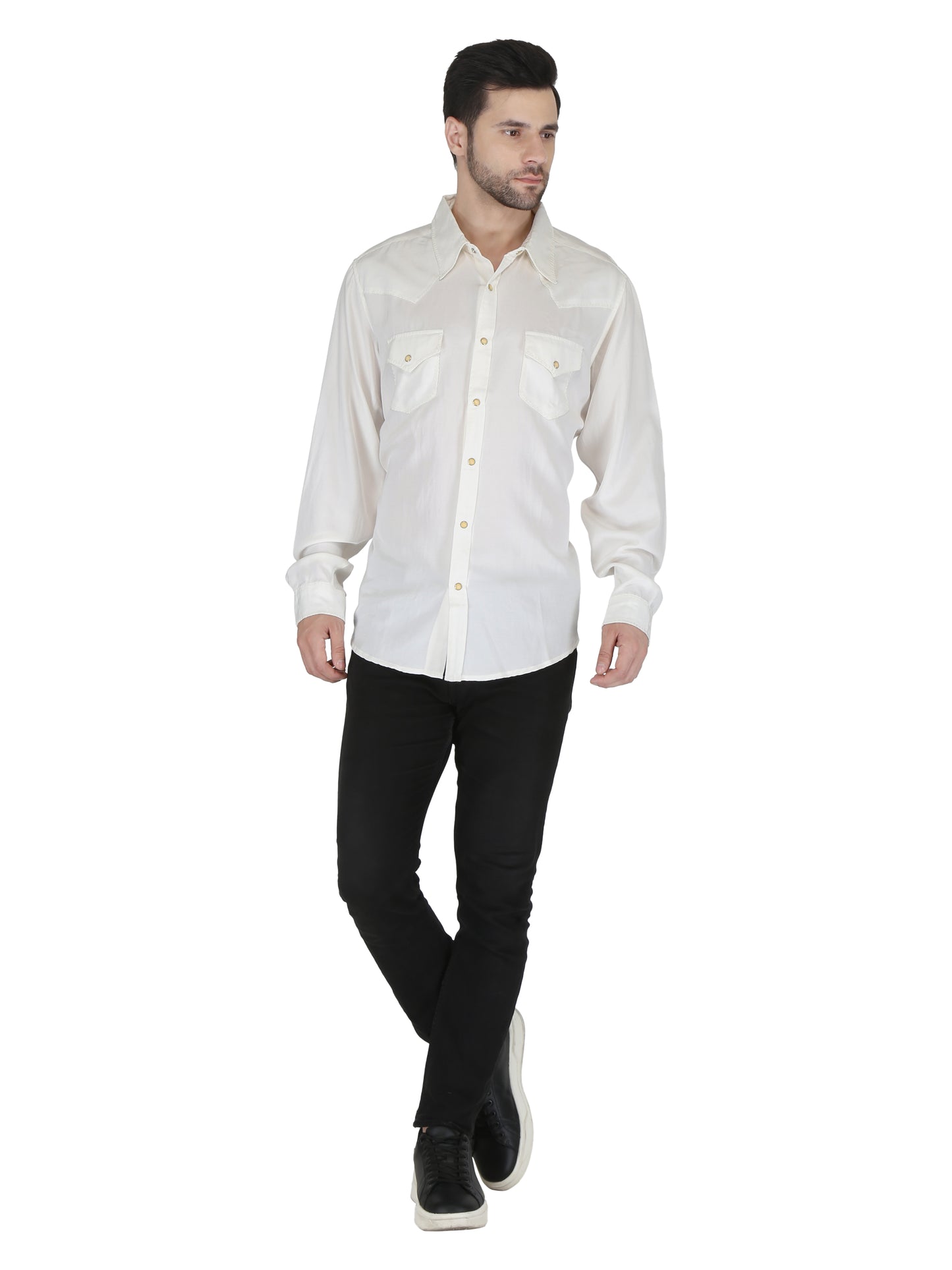 White With White Western 2 Pocket Whip Stitched Shirt