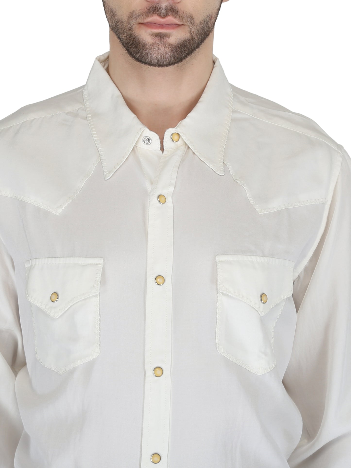 White With White Western 2 Pocket Whip Stitched Shirt