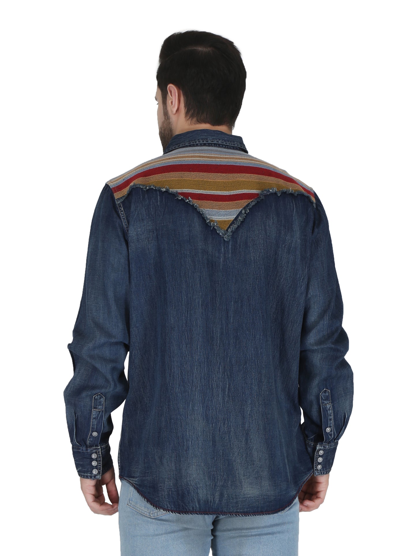 Dark Denim Serape Yoke Western Shirt