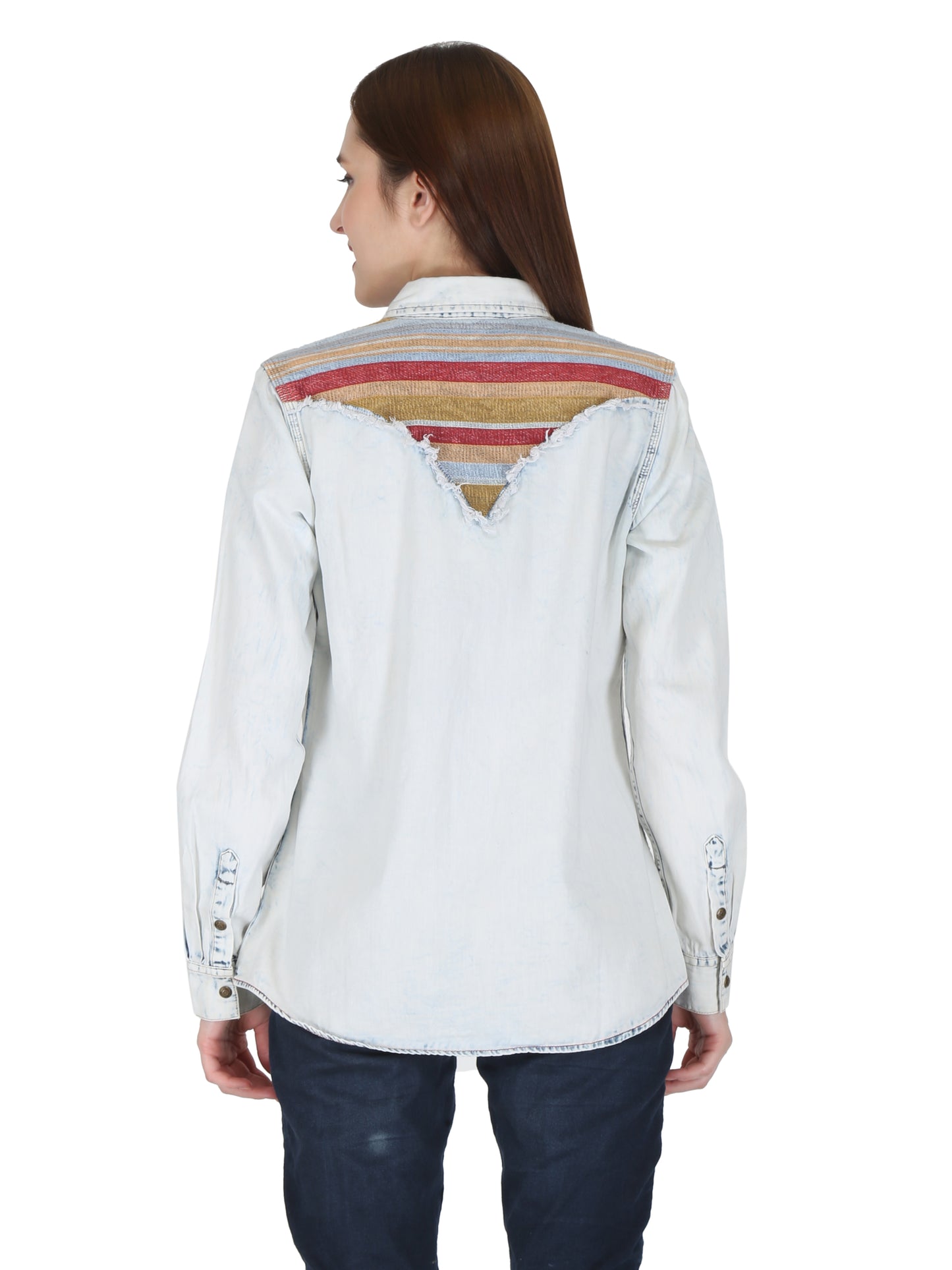 Light Denim With Serape Yoke Shirt