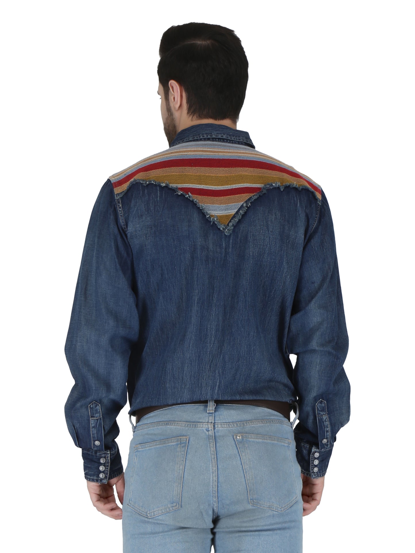 Dark Denim Serape Yoke Western Shirt