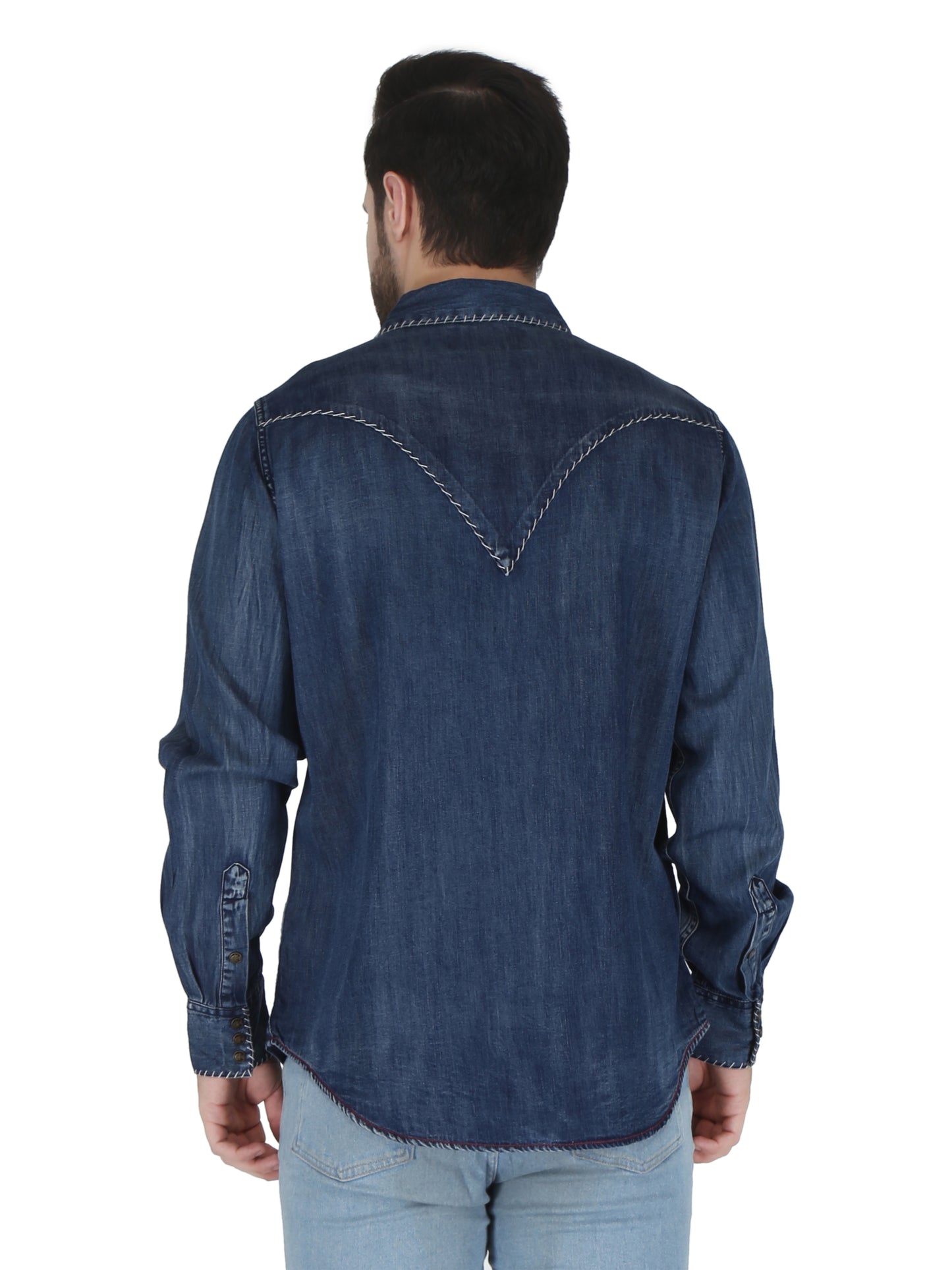 Dark Denim Whip Stitch Western 2 Pocket Signature Shirt