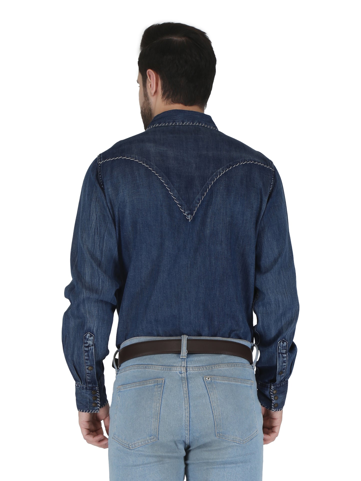 Dark Denim Whip Stitch Western 2 Pocket Signature Shirt