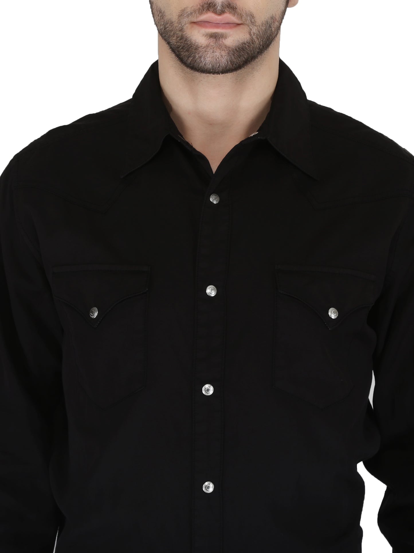 Black With Black Back Yoke Embroidery Shirt