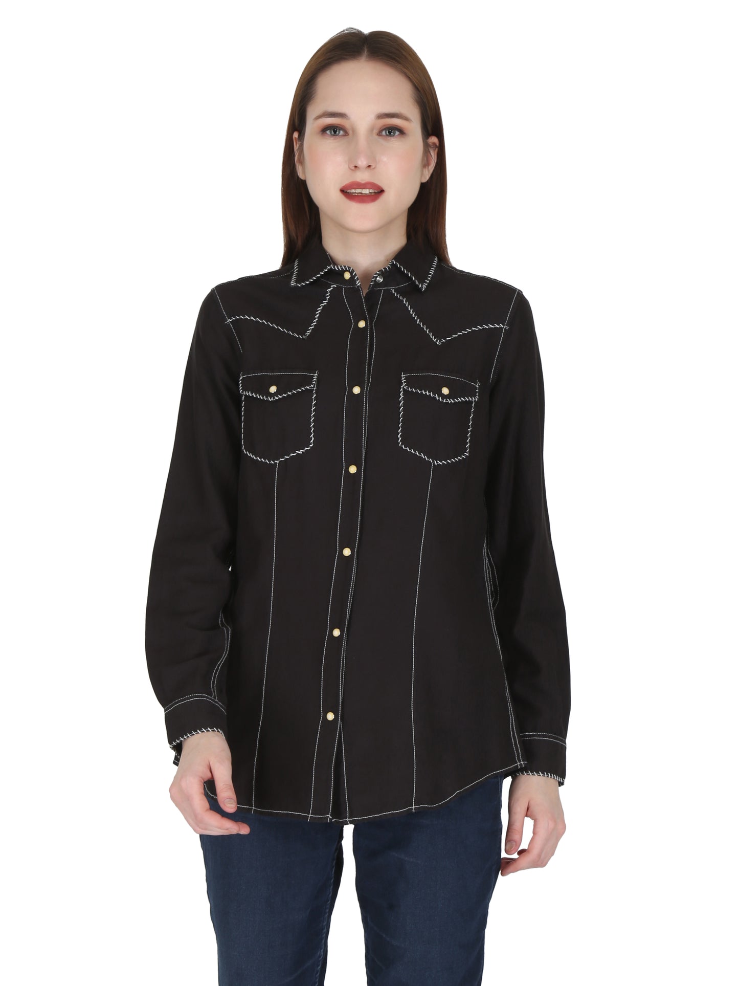 Black With White Stitching Shirt