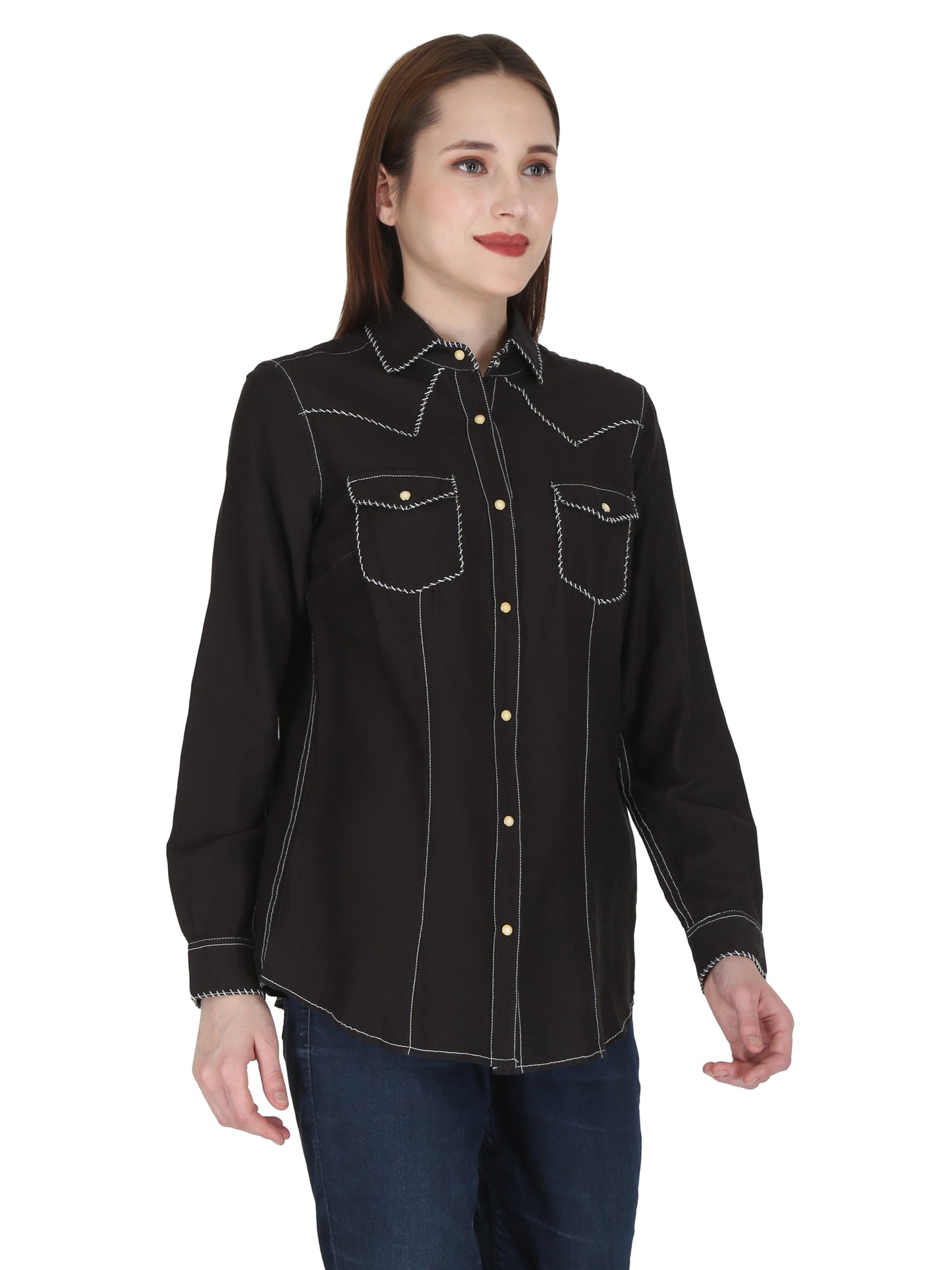 Black With White Stitching Shirt