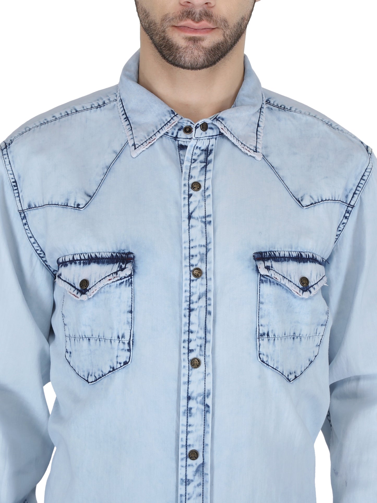 Light  Distressed Denim Shirt