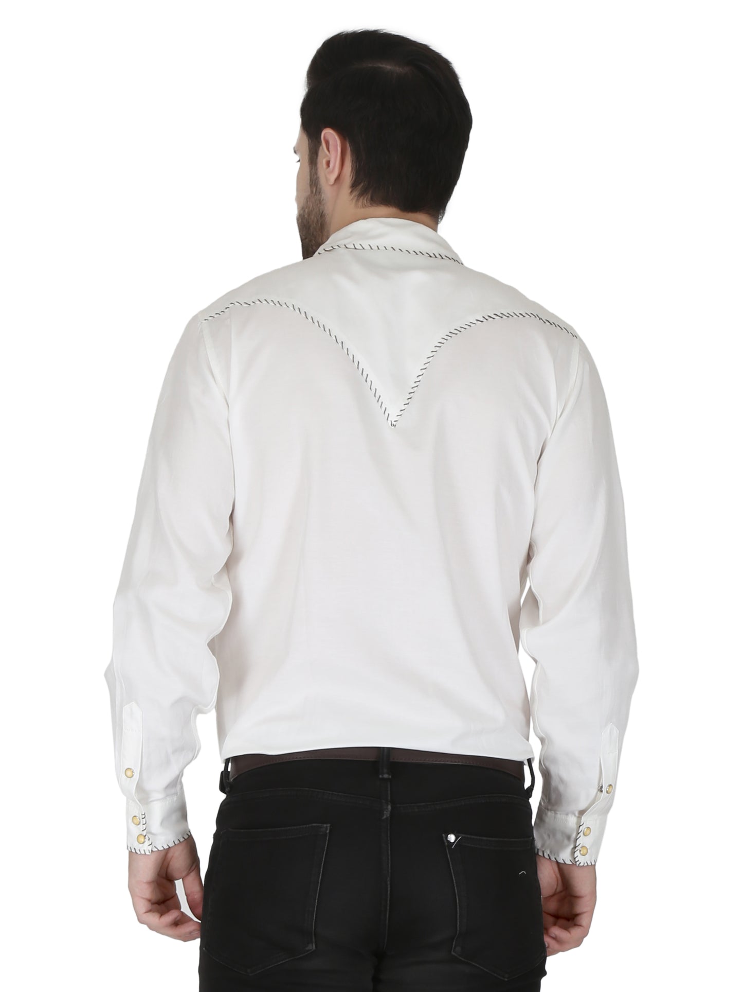 White With Black  Whip Stitching Shirt