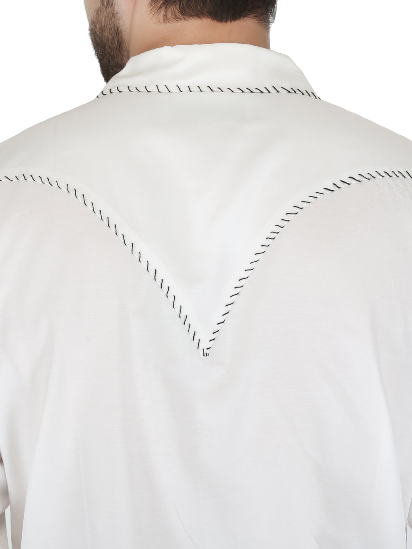 White With Black  Whip Stitching Shirt